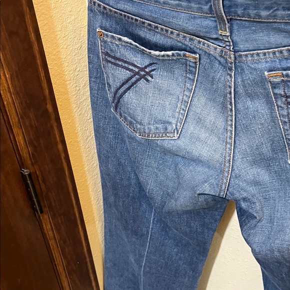 7 For All Mankind Blue Wide Leg Crop Denim - Picture 11 of 13